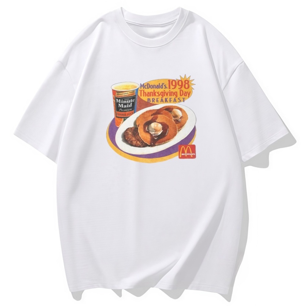 S-3XL大尺碼 食物 短袖T恤女 oversize衣服 棉tee 情侶裝-細節圖3