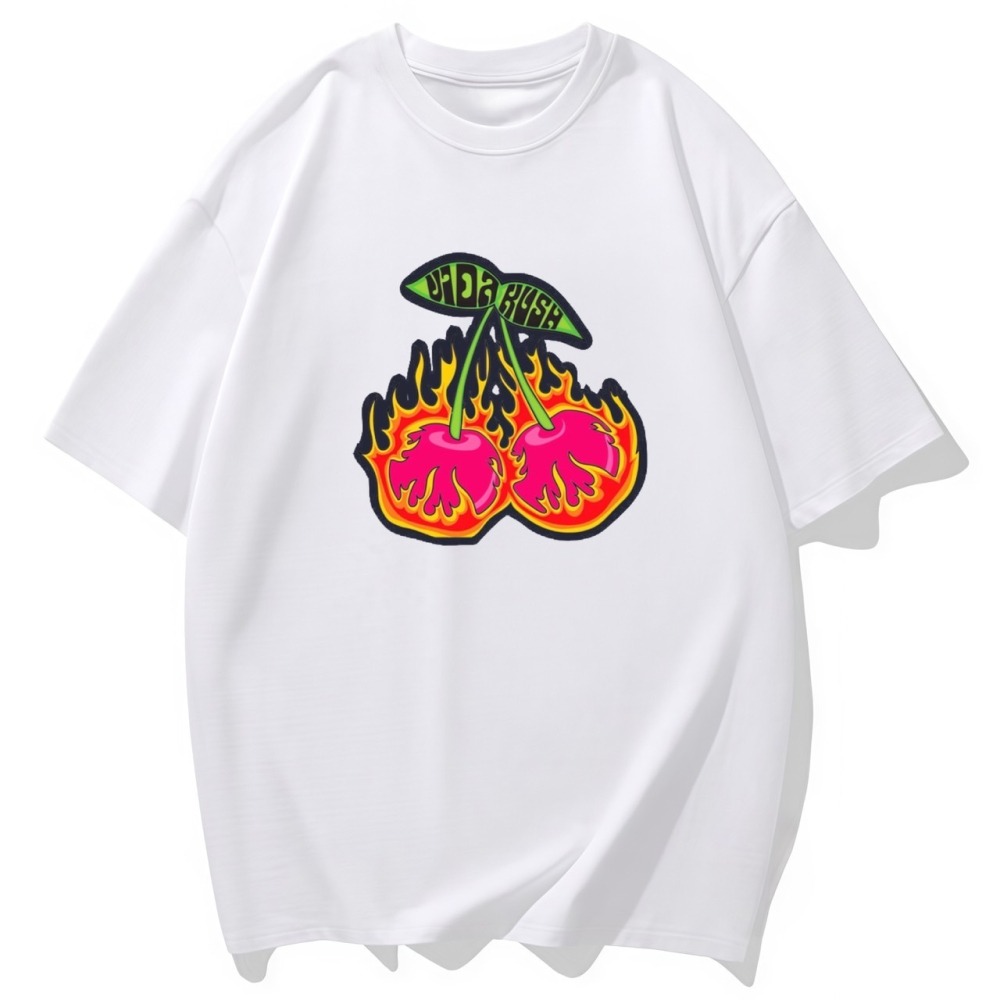 S-3XL大尺碼 熱情櫻桃 短袖T恤女 oversize衣服 大碼上衣 棉tee 情侶裝-細節圖3