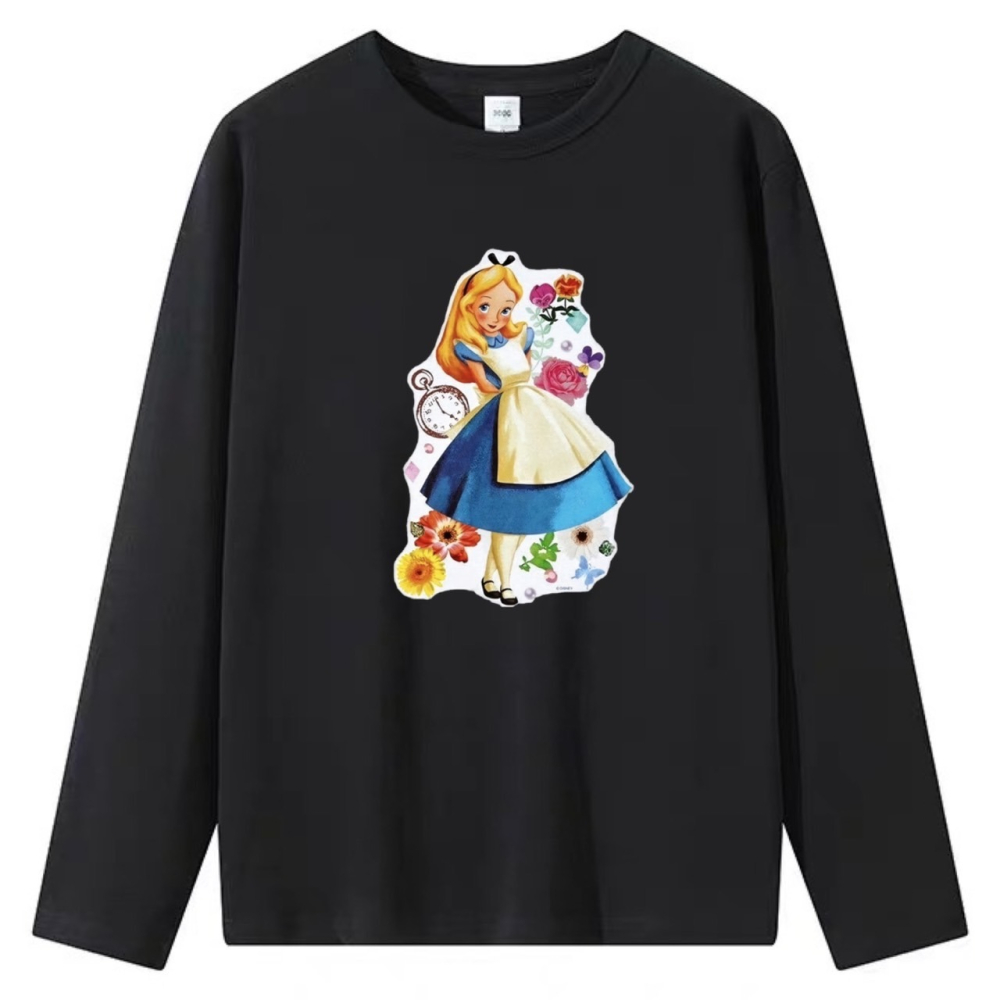 大碼棉tee 愛麗絲 短袖t恤女 oversize上衣 情侶裝 長袖t恤-細節圖2