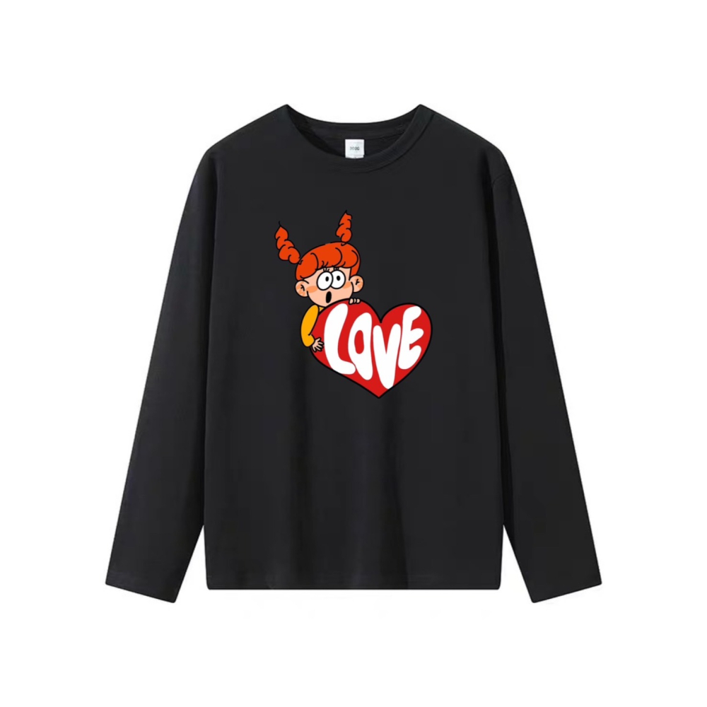 台灣現貨 100%純棉 LOVE可愛女孩愛心 短袖T恤 長袖 兒童 情侶 團體 班服 大尺碼 男女服飾 不撞衫-細節圖2