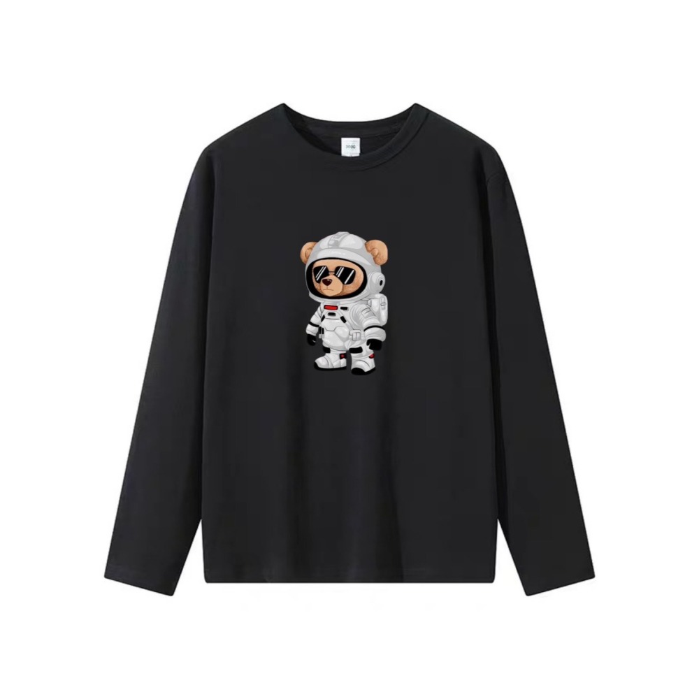 台灣現貨 100%重磅純棉 熊熊戴墨鏡太空人印花 短袖t恤 長袖 兒童 情侶 團體 客製化上衣 男女裝服飾-細節圖4