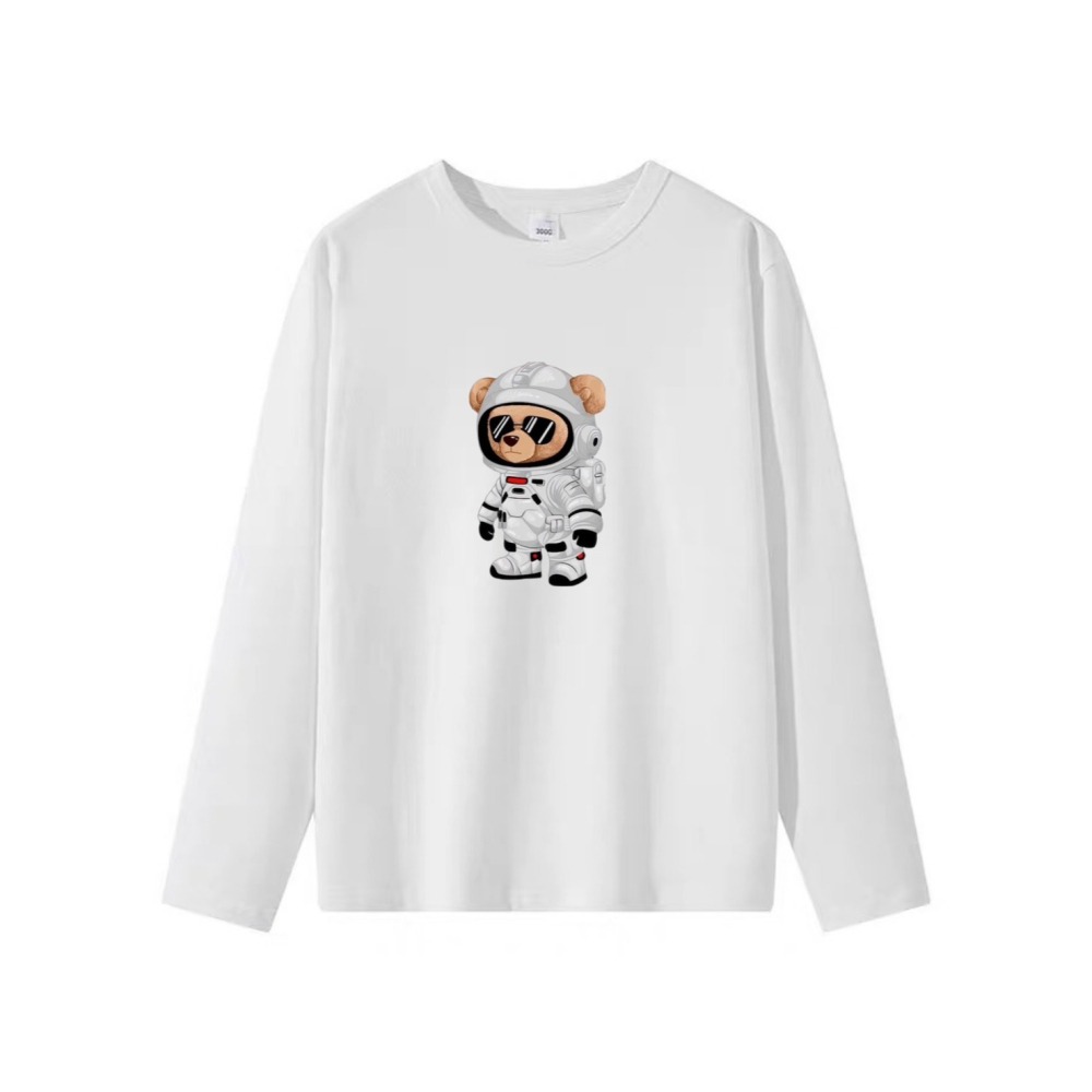 台灣現貨 100%重磅純棉 熊熊戴墨鏡太空人印花 短袖t恤 長袖 兒童 情侶 團體 客製化上衣 男女裝服飾-細節圖5