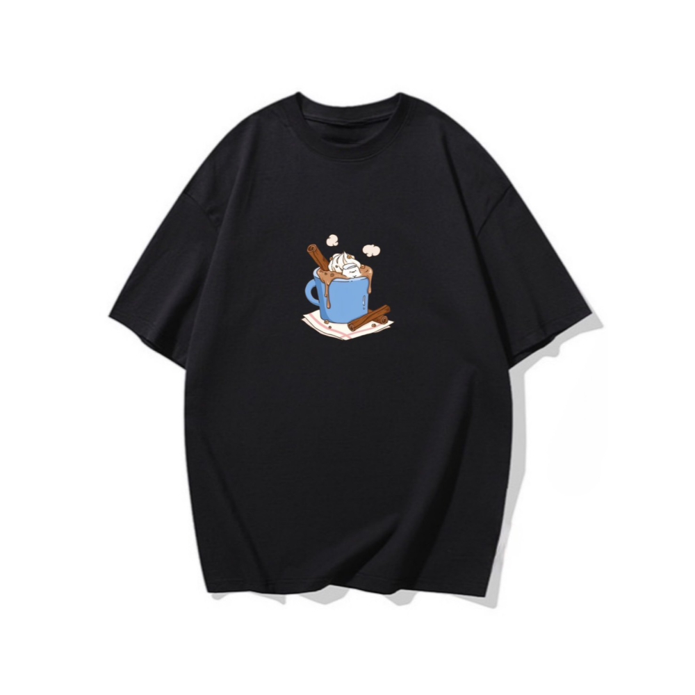 台灣現貨 100%重磅純棉 棉花糖人泡巧克力溫泉 可愛印花 短袖t恤 長袖 兒童 情侶 團體 家庭 不撞衫女裝-細節圖3