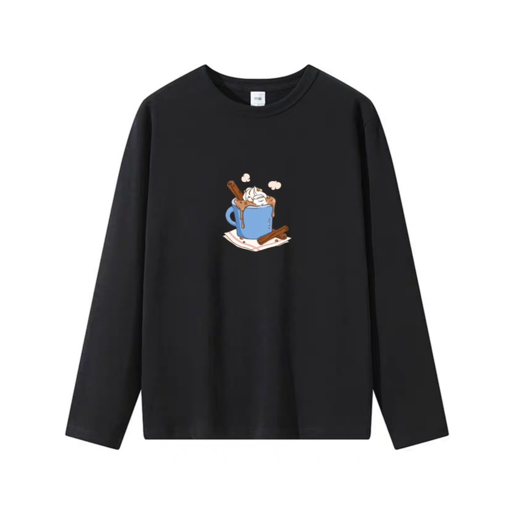 台灣現貨 100%重磅純棉 棉花糖人泡巧克力溫泉 可愛印花 短袖t恤 長袖 兒童 情侶 團體 家庭 不撞衫女裝-細節圖4