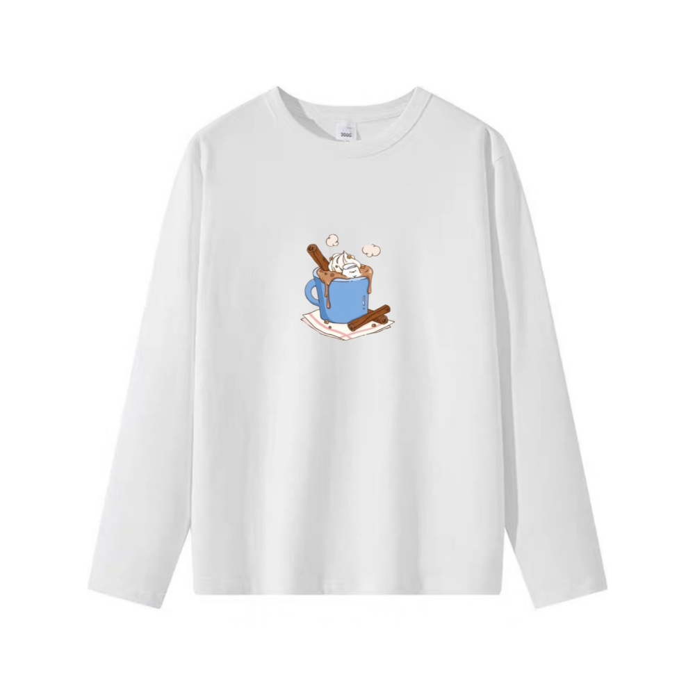 台灣現貨 100%重磅純棉 棉花糖人泡巧克力溫泉 可愛印花 短袖t恤 長袖 兒童 情侶 團體 家庭 不撞衫女裝-細節圖5