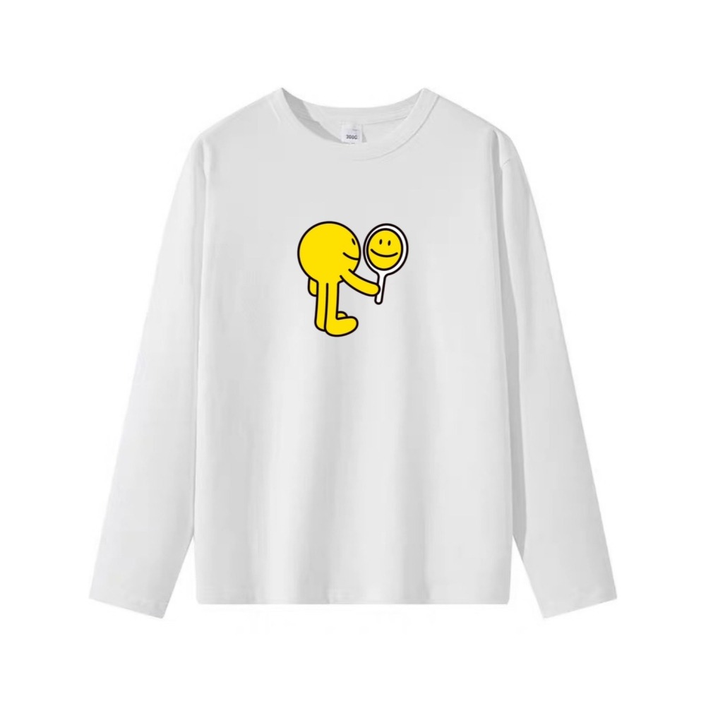 台灣現貨 100%重磅純棉 小黃人照鏡子 可愛印花 短袖t恤 長袖 兒童 情侶 團體 家庭 大尺碼 男女裝服飾-細節圖3