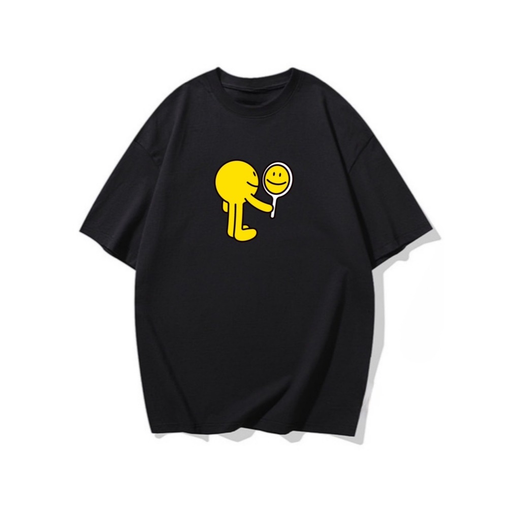 台灣現貨 100%重磅純棉 小黃人照鏡子 可愛印花 短袖t恤 長袖 兒童 情侶 團體 家庭 大尺碼 男女裝服飾-細節圖4