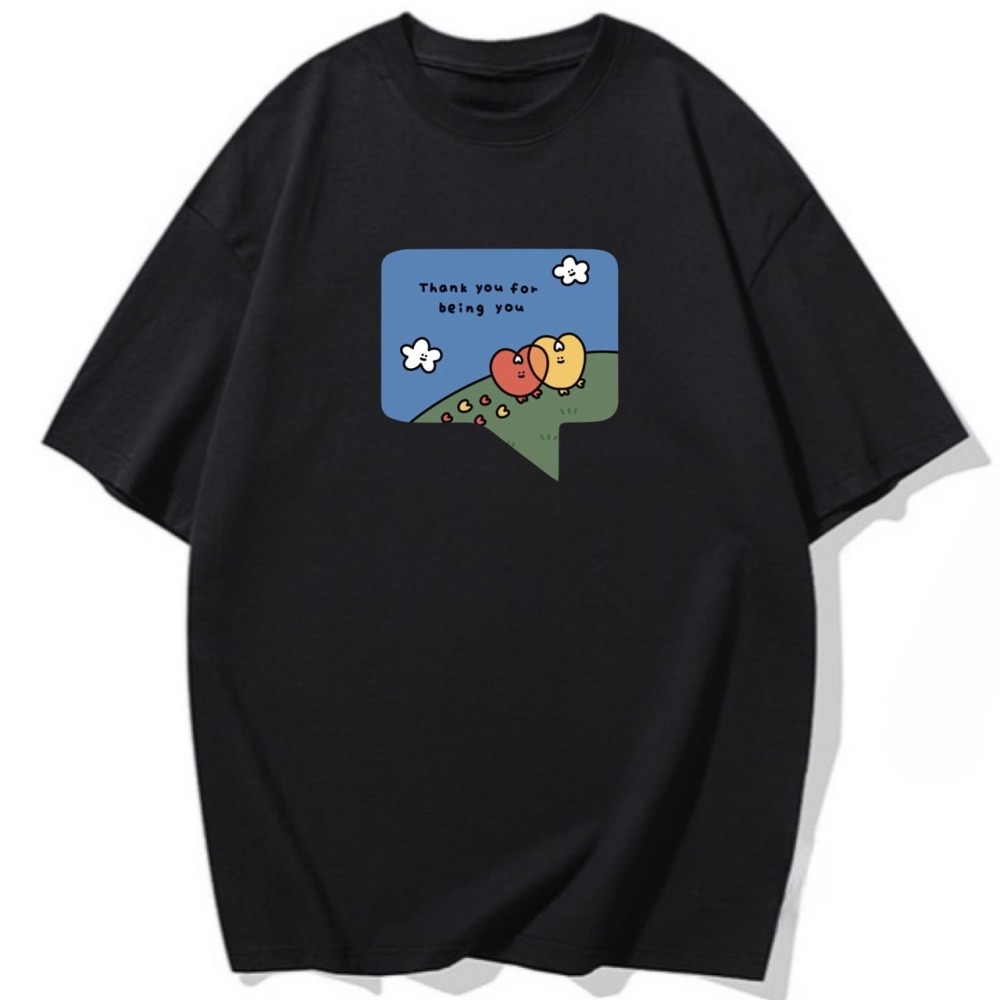 台灣現貨 100%重磅純棉 Thank you for being you 可愛塗鴉印花 短袖 長袖 兒童t恤-細節圖3