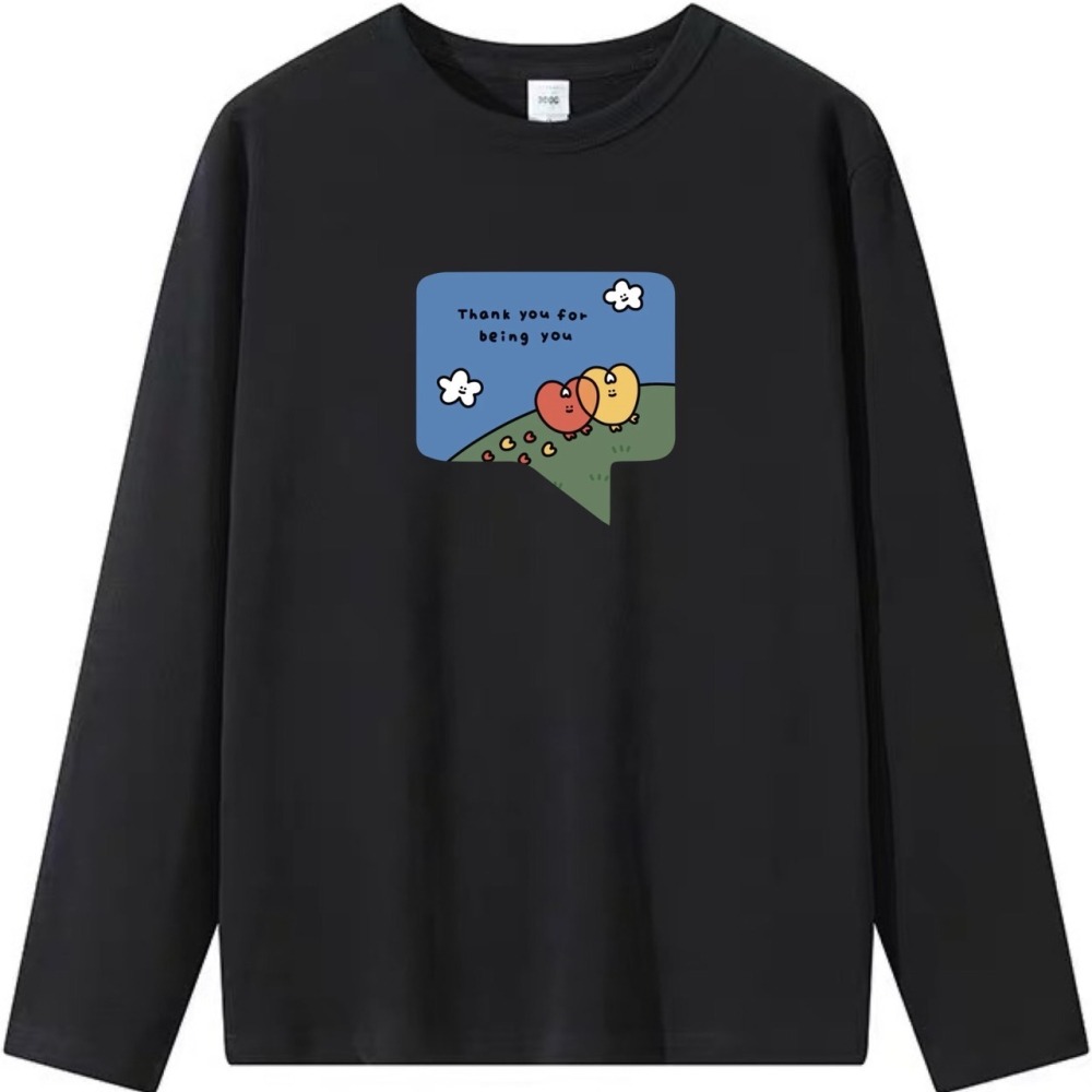 台灣現貨 100%重磅純棉 Thank you for being you 可愛塗鴉印花 短袖 長袖 兒童t恤-細節圖4
