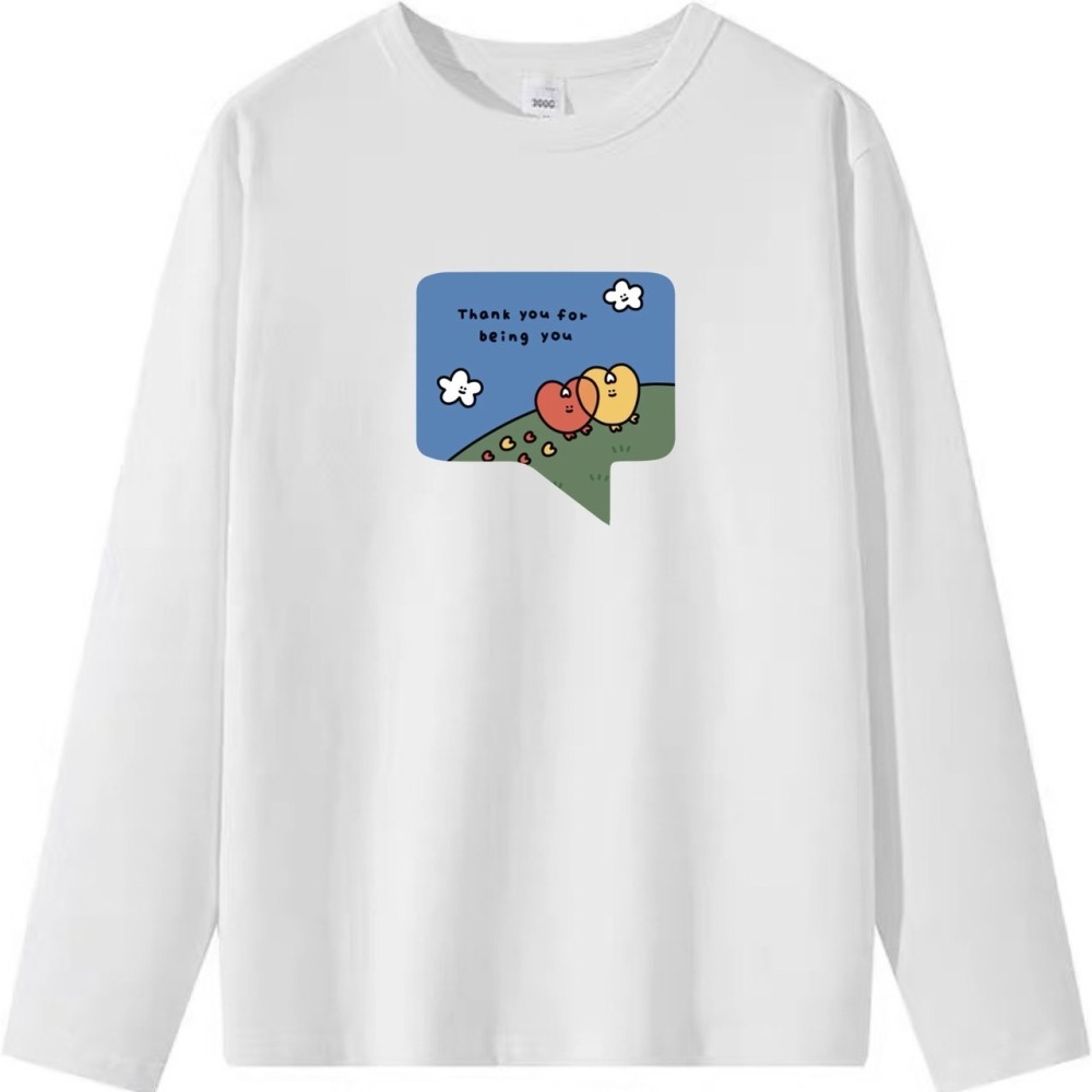 台灣現貨 100%重磅純棉 Thank you for being you 可愛塗鴉印花 短袖 長袖 兒童t恤-細節圖5