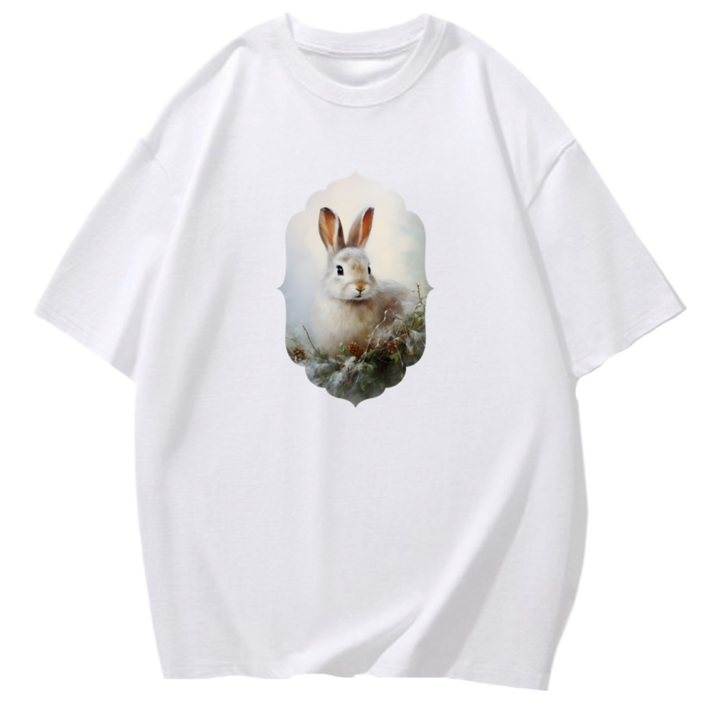 台灣現貨 100%重磅純棉 兔子 動物印花 短袖t恤 長袖 兒童 情侶 團體 親子 大自然 童裝 不撞衫 上衣-細節圖2