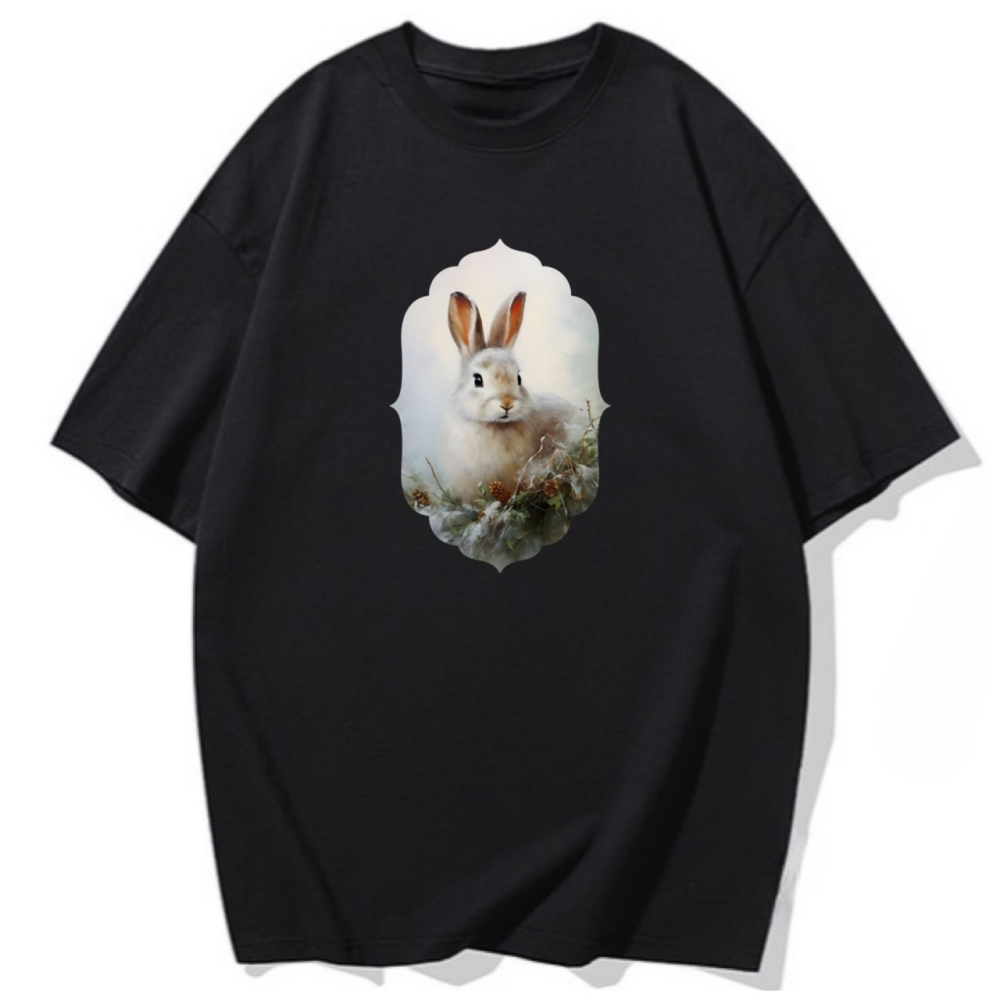 台灣現貨 100%重磅純棉 兔子 動物印花 短袖t恤 長袖 兒童 情侶 團體 親子 大自然 童裝 不撞衫 上衣-細節圖3