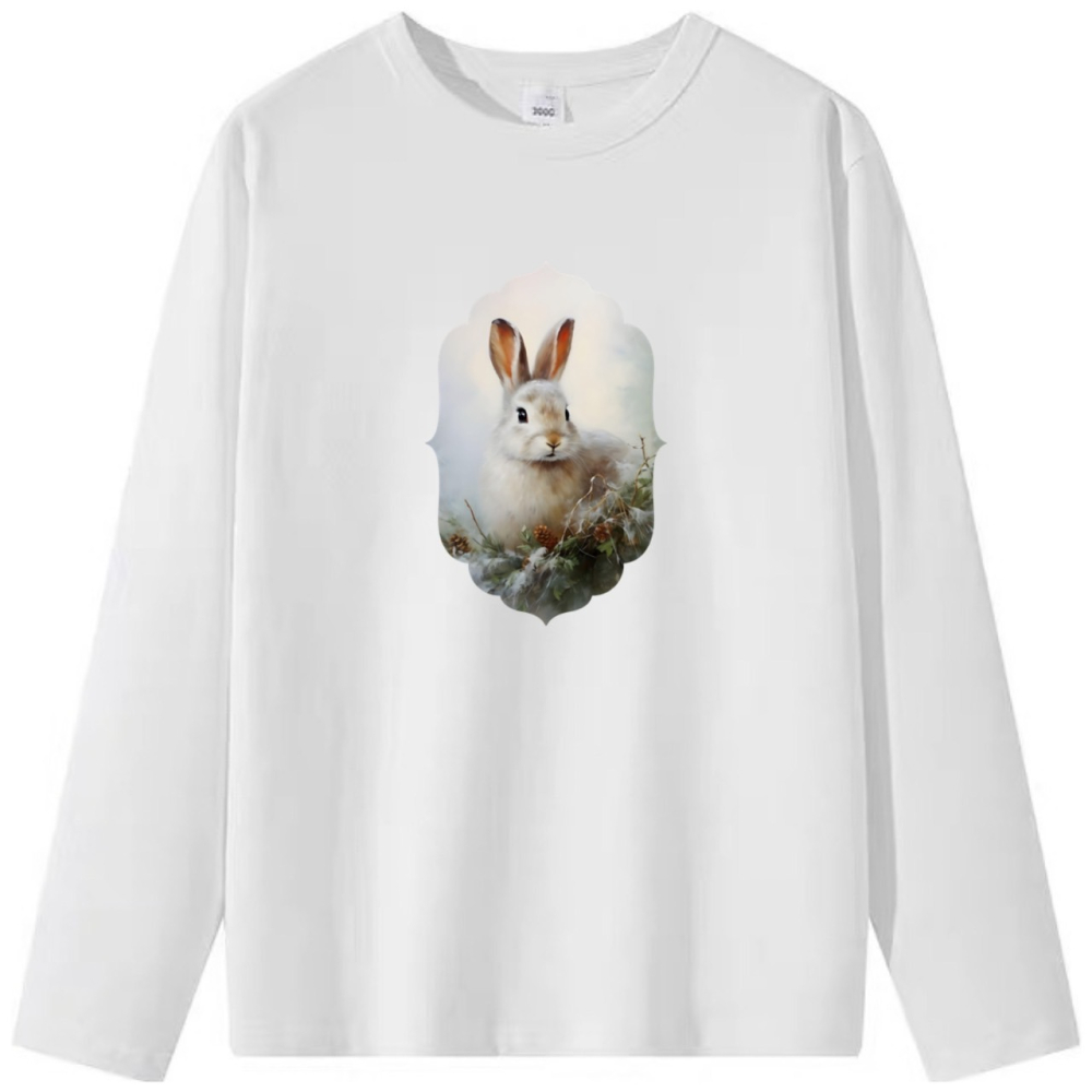 台灣現貨 100%重磅純棉 兔子 動物印花 短袖t恤 長袖 兒童 情侶 團體 親子 大自然 童裝 不撞衫 上衣-細節圖5