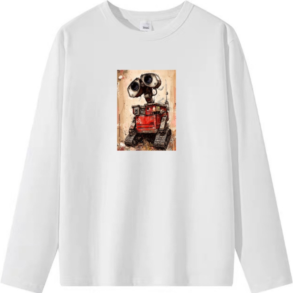 台灣現貨 100%重磅純棉 機器人 瓦力 塗鴉印花 短袖t恤 長袖 兒童 情侶 團體 親子 客製化 大尺碼上衣-細節圖5