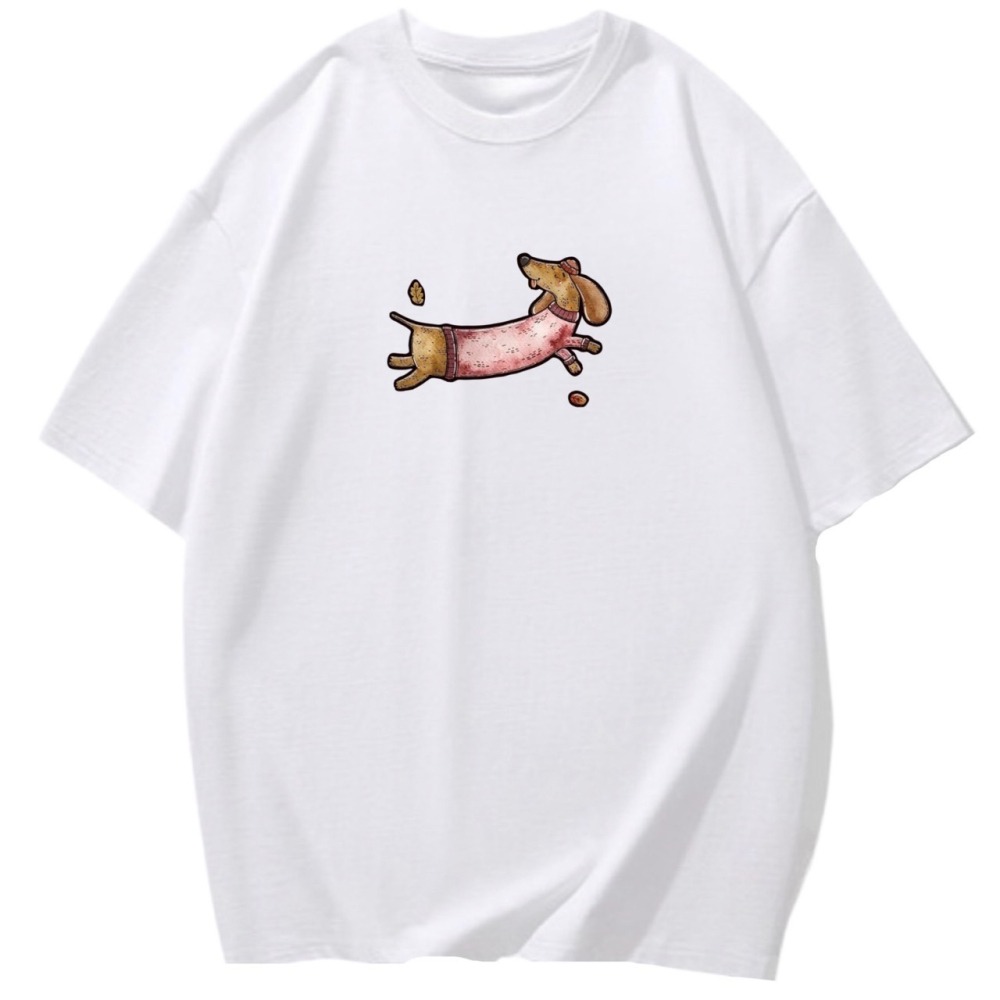 台灣現貨 100%純棉 臘腸狗穿毛衣 動物印花 短袖T恤女 長袖 兒童 情侶 團體 親子 狗狗 可愛 加大尺碼-細節圖2