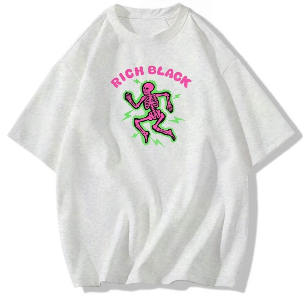 台灣現貨 100%純棉 骷髏頭閃電 字母 印花 短袖T恤女 長袖 兒童 情侶 團體 親子 表演 大尺碼 上衣-細節圖2