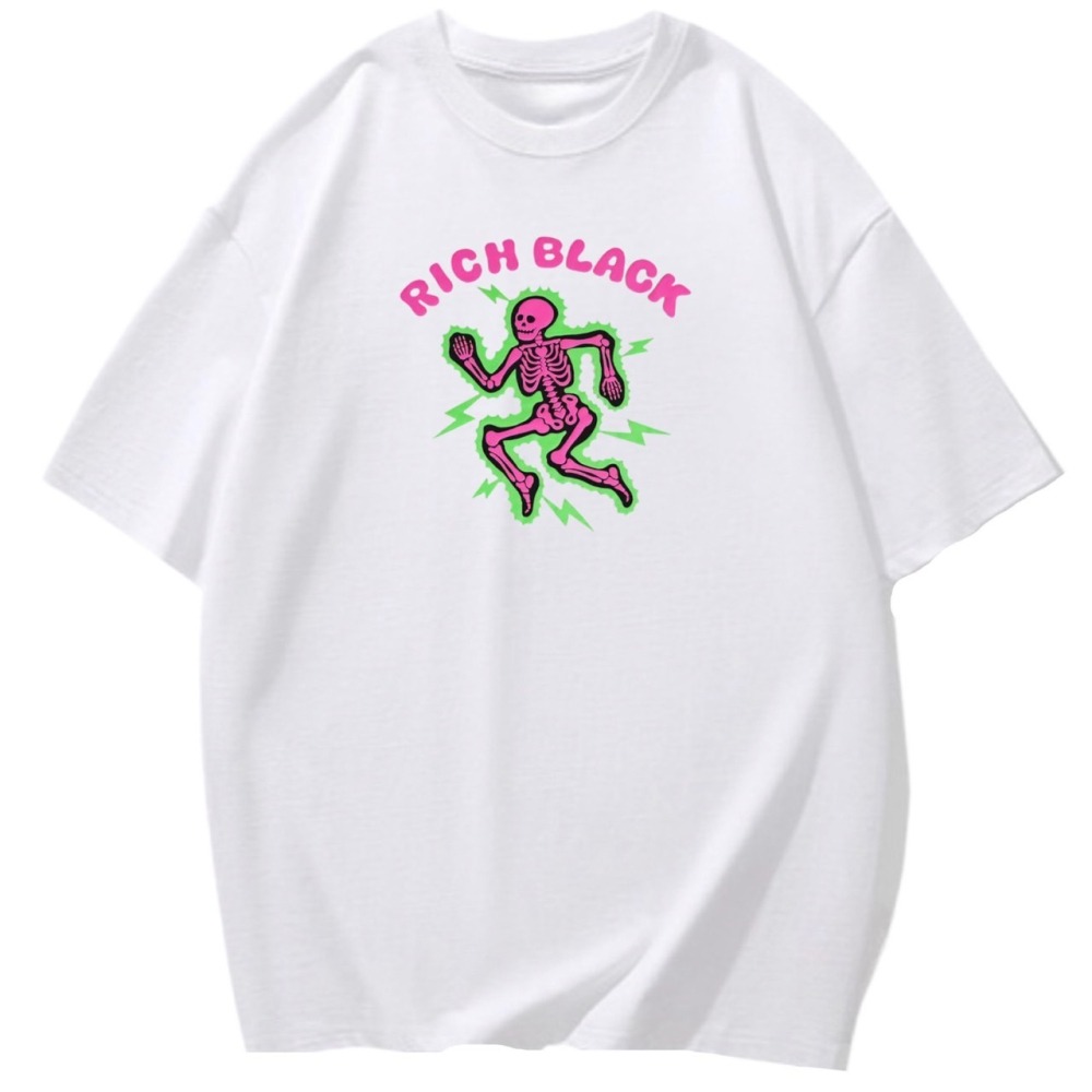 台灣現貨 100%純棉 骷髏頭閃電 字母 印花 短袖T恤女 長袖 兒童 情侶 團體 親子 表演 大尺碼 上衣-細節圖3