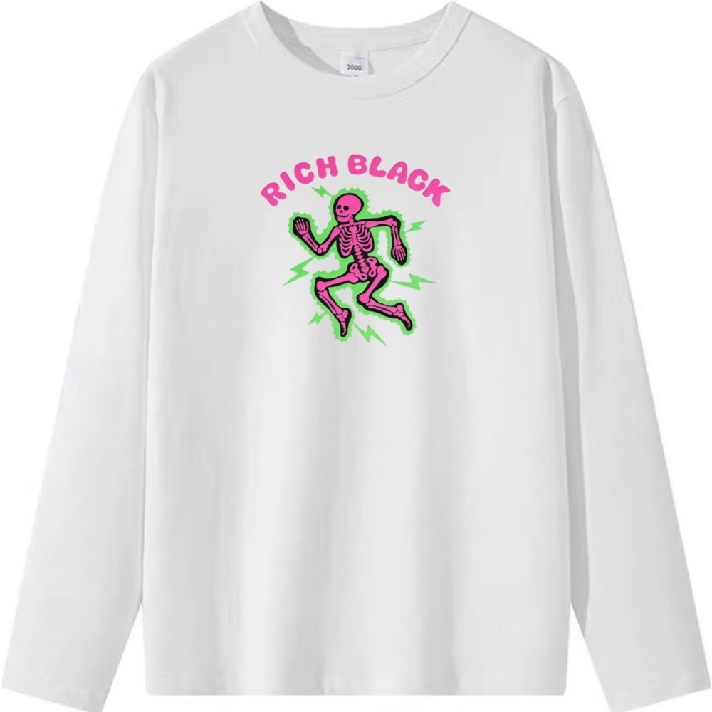 台灣現貨 100%純棉 骷髏頭閃電 字母 印花 短袖T恤女 長袖 兒童 情侶 團體 親子 表演 大尺碼 上衣-細節圖6