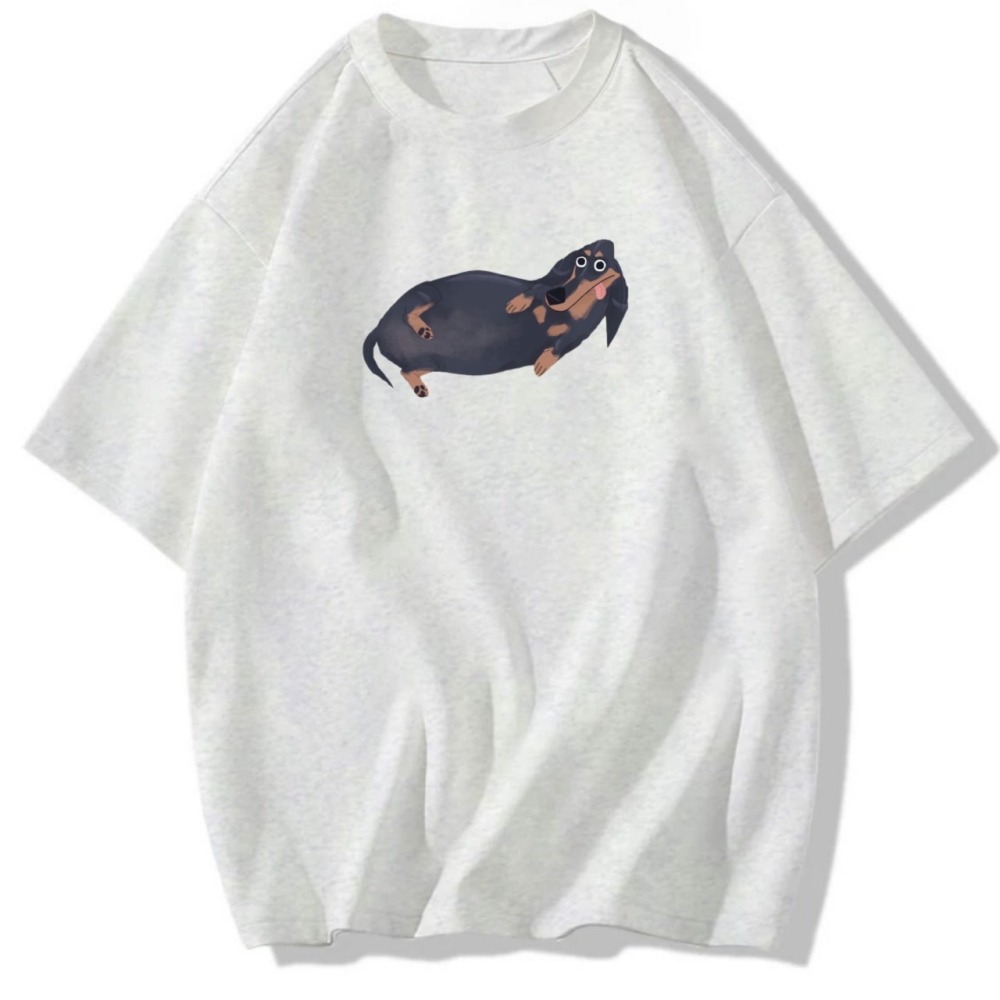 台灣現貨 100%純棉 應該是臘腸狗 狗狗塗鴉印花 短袖t恤女 長袖 兒童 情侶 團體 親子 動物 可愛上衣女-細節圖2