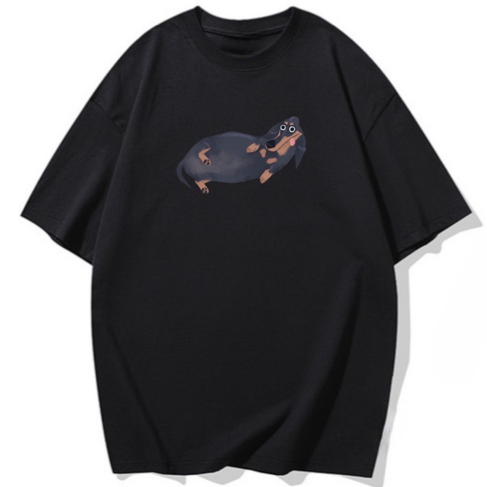 台灣現貨 100%純棉 應該是臘腸狗 狗狗塗鴉印花 短袖t恤女 長袖 兒童 情侶 團體 親子 動物 可愛上衣女-細節圖4