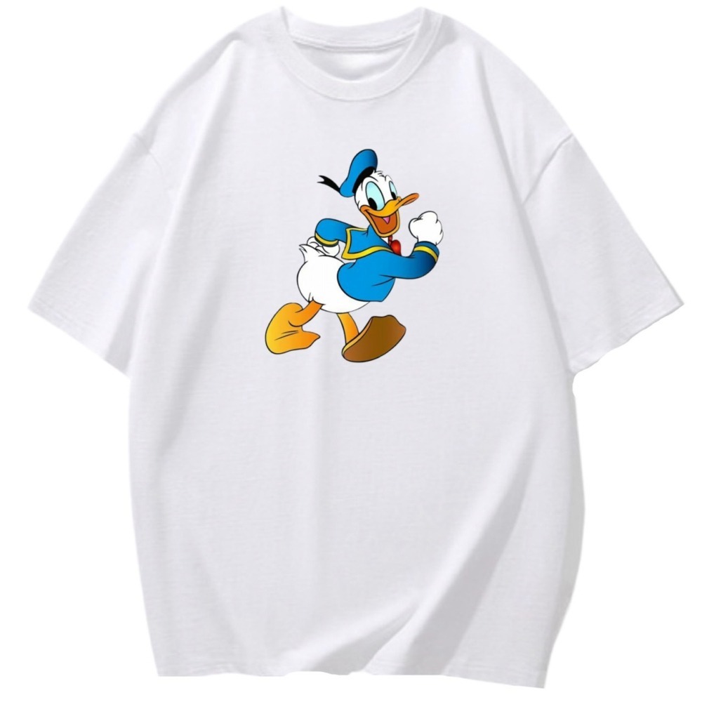 台灣現貨 純棉 唐老鴨印花 短袖t恤女 長袖t 兒童t 情侶t 休閒t 卡通-細節圖3