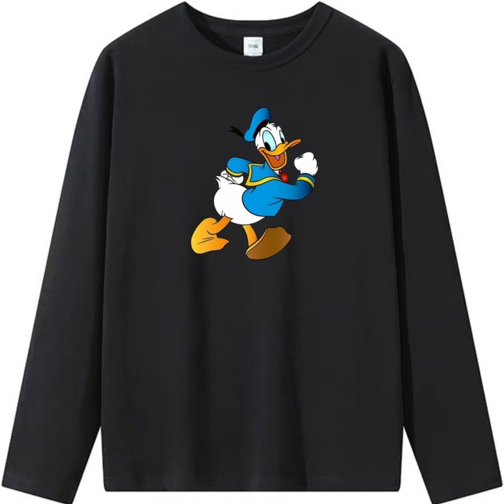 台灣現貨 純棉 唐老鴨印花 短袖t恤女 長袖t 兒童t 情侶t 休閒t 卡通-細節圖5