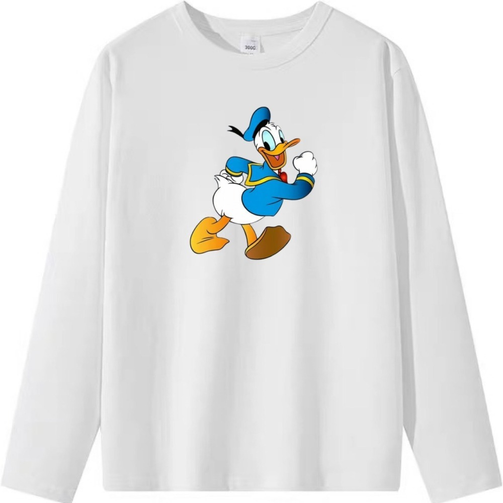 台灣現貨 純棉 唐老鴨印花 短袖t恤女 長袖t 兒童t 情侶t 休閒t 卡通-細節圖6