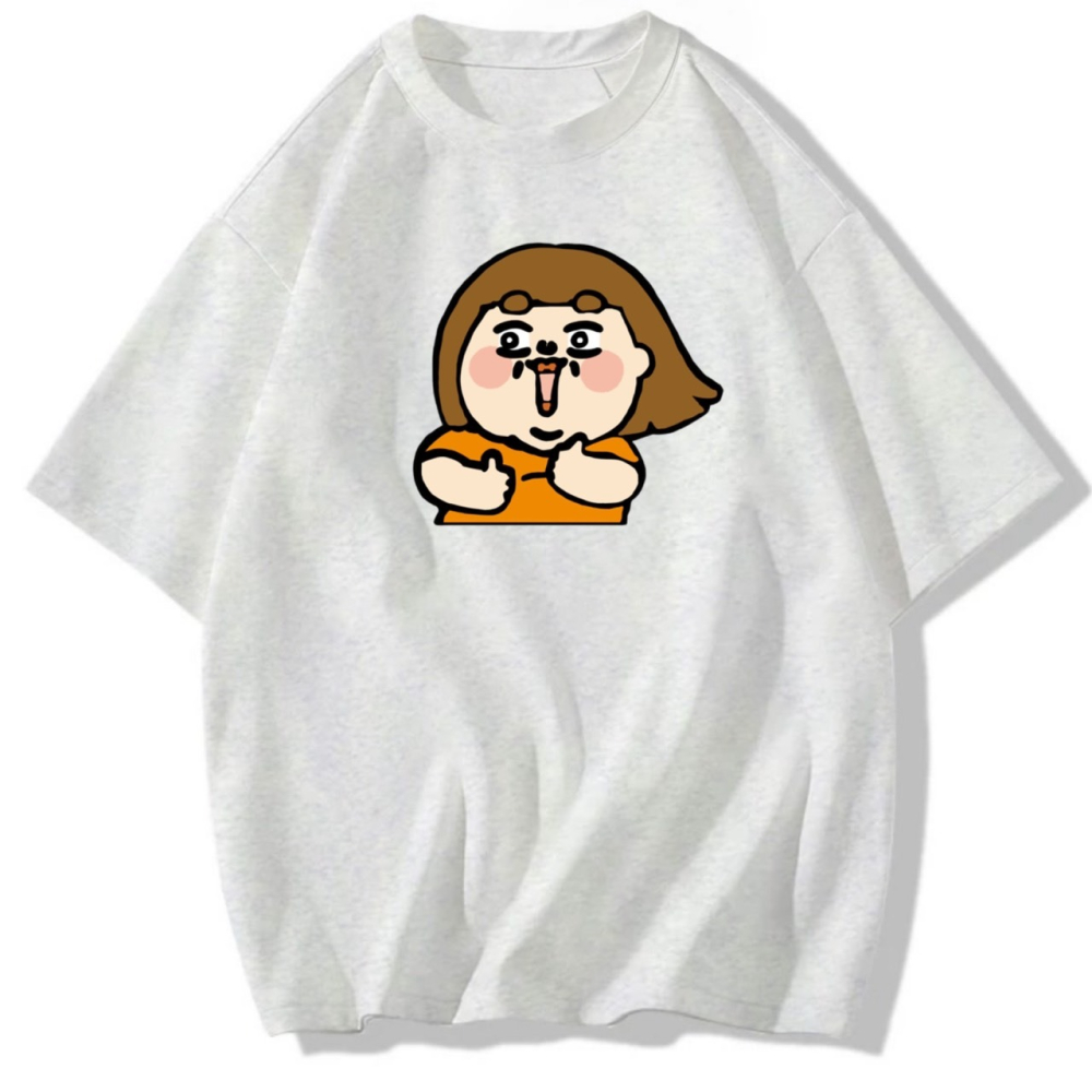 棉 胖嘟嘟女孩讚 人物印花 短袖t恤 長袖t恤 兒童短袖t恤 男女同款-細節圖2