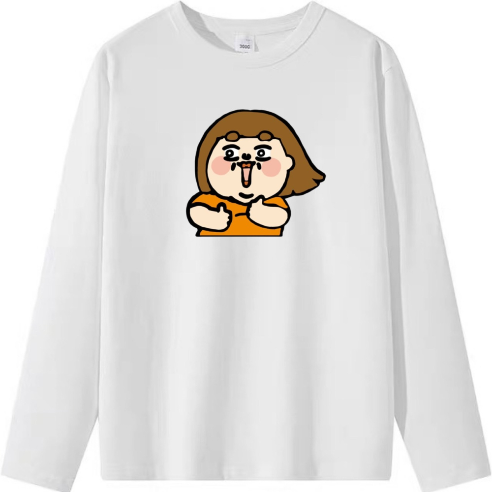 棉 胖嘟嘟女孩讚 人物印花 短袖t恤 長袖t恤 兒童短袖t恤 男女同款-細節圖6