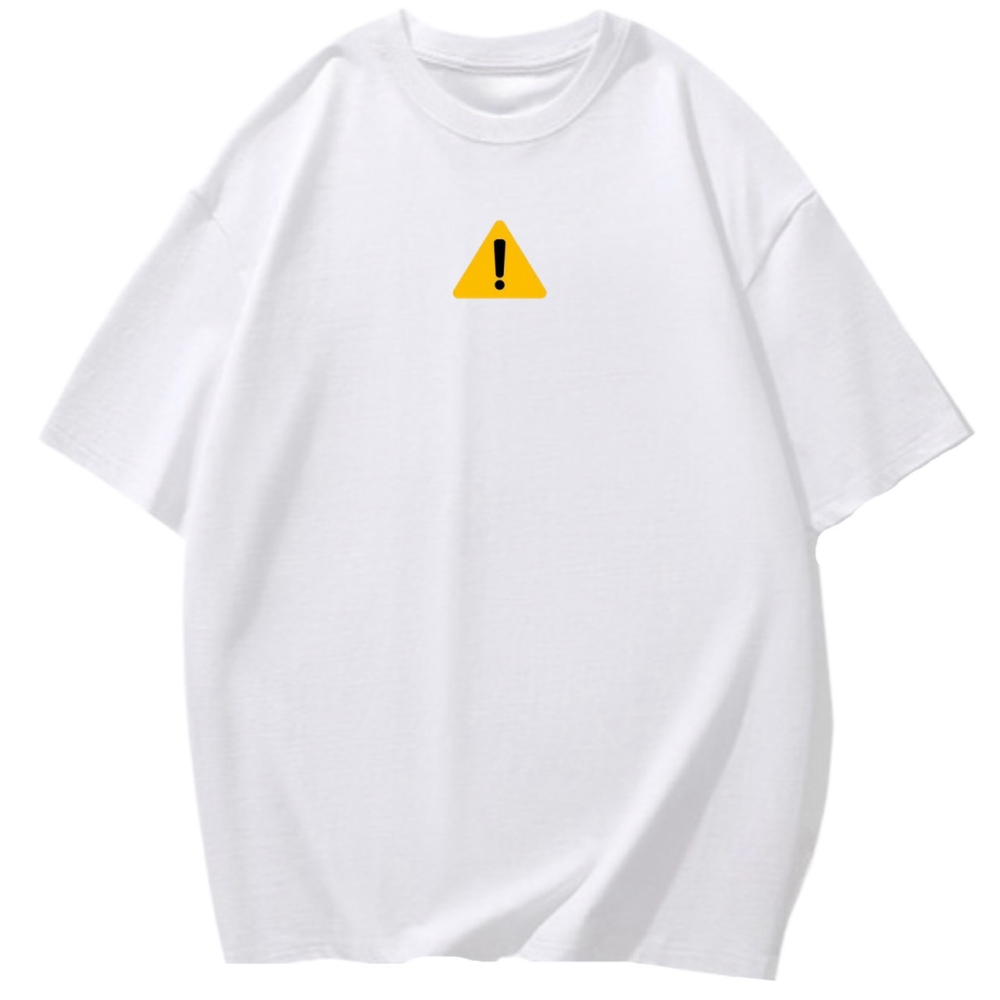 棉 警告標誌 驚嘆號 趣味印花 短袖T恤 長袖T恤 兒童短袖T恤 男女同款-細節圖3
