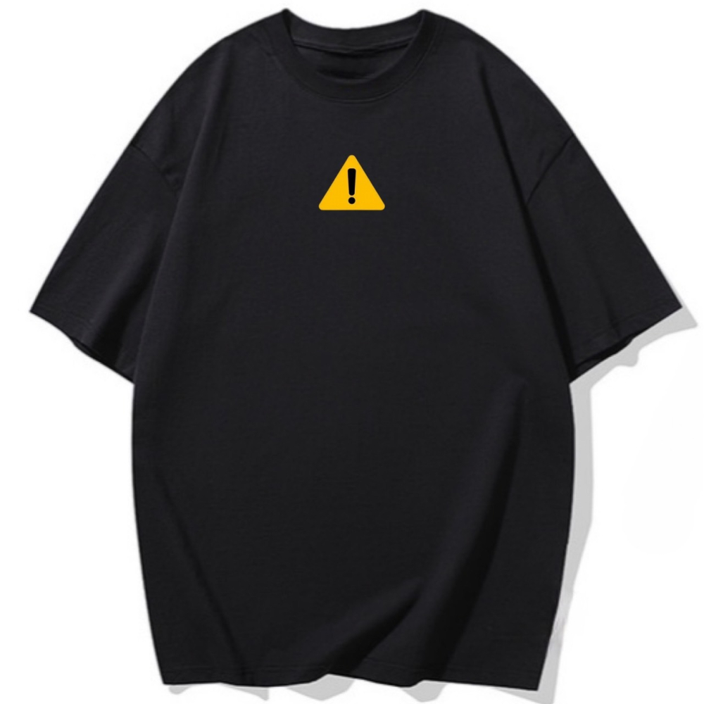 棉 警告標誌 驚嘆號 趣味印花 短袖T恤 長袖T恤 兒童短袖T恤 男女同款-細節圖4