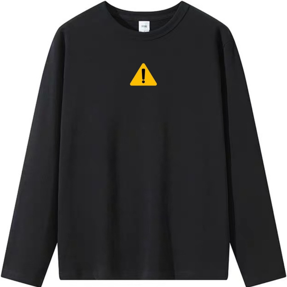 棉 警告標誌 驚嘆號 趣味印花 短袖T恤 長袖T恤 兒童短袖T恤 男女同款-細節圖5