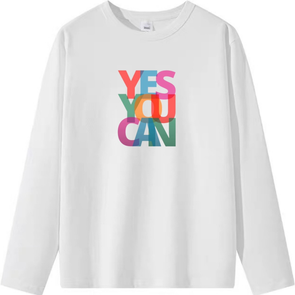 100%純棉 韓系YES YOU CAN彩色字母印花 短袖T恤 長袖T恤 兒童短袖T恤 男女同款 情侶T-細節圖6
