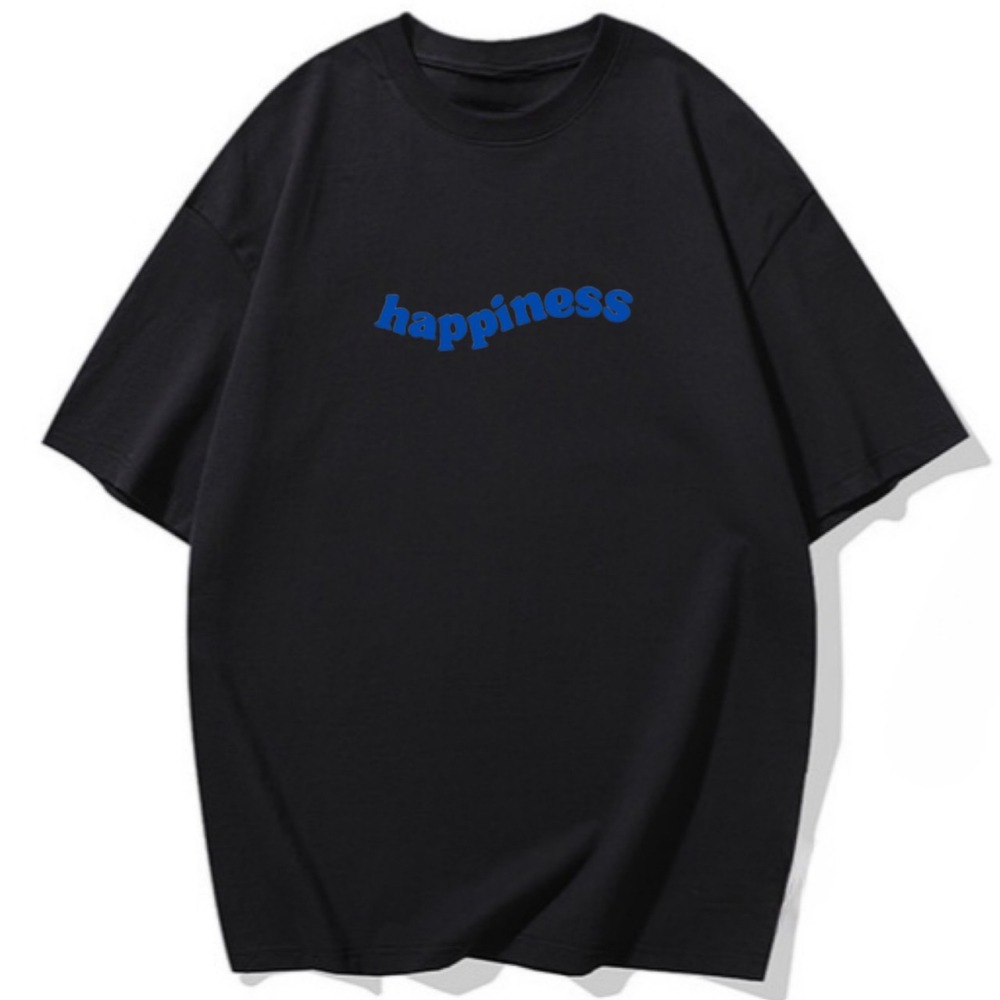 台灣現貨 純棉 韓系happiness字母印花 短袖t恤女 長袖 兒童 寬鬆 男女同款上衣-細節圖4
