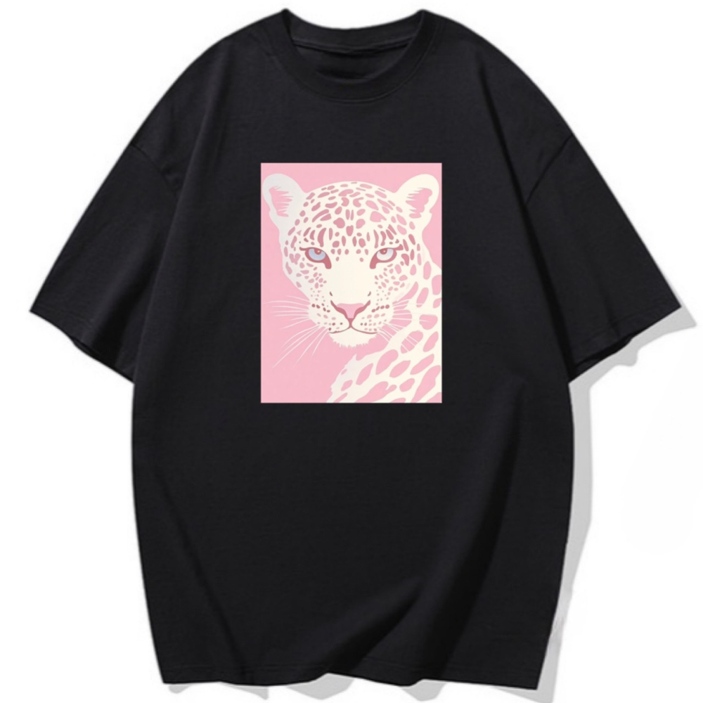 純棉 韓版粉紅色花豹 短袖T恤 長袖T恤 兒童短袖T恤 動物T 男女同款上衣-細節圖4