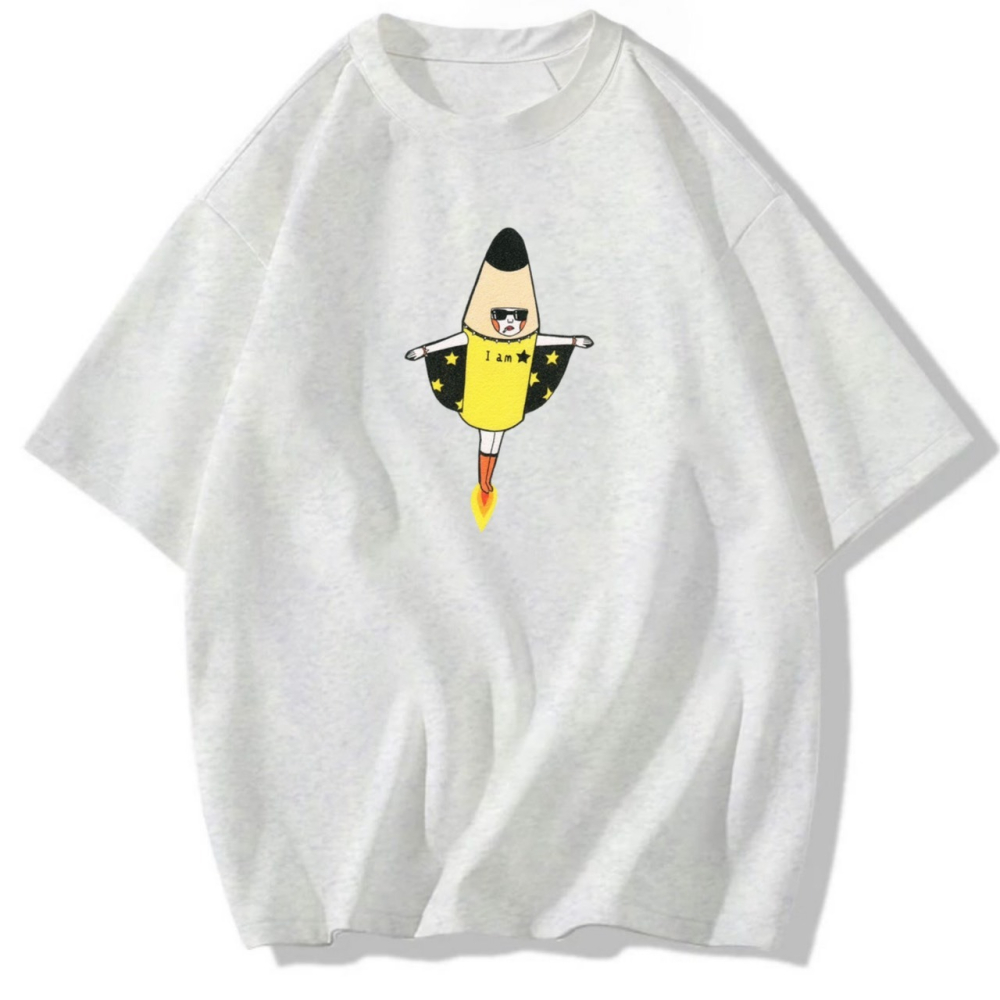 現貨秒出 韓系 I am star 火箭人 可愛印花 短袖t恤 長袖t恤 兒童短袖t恤-細節圖2