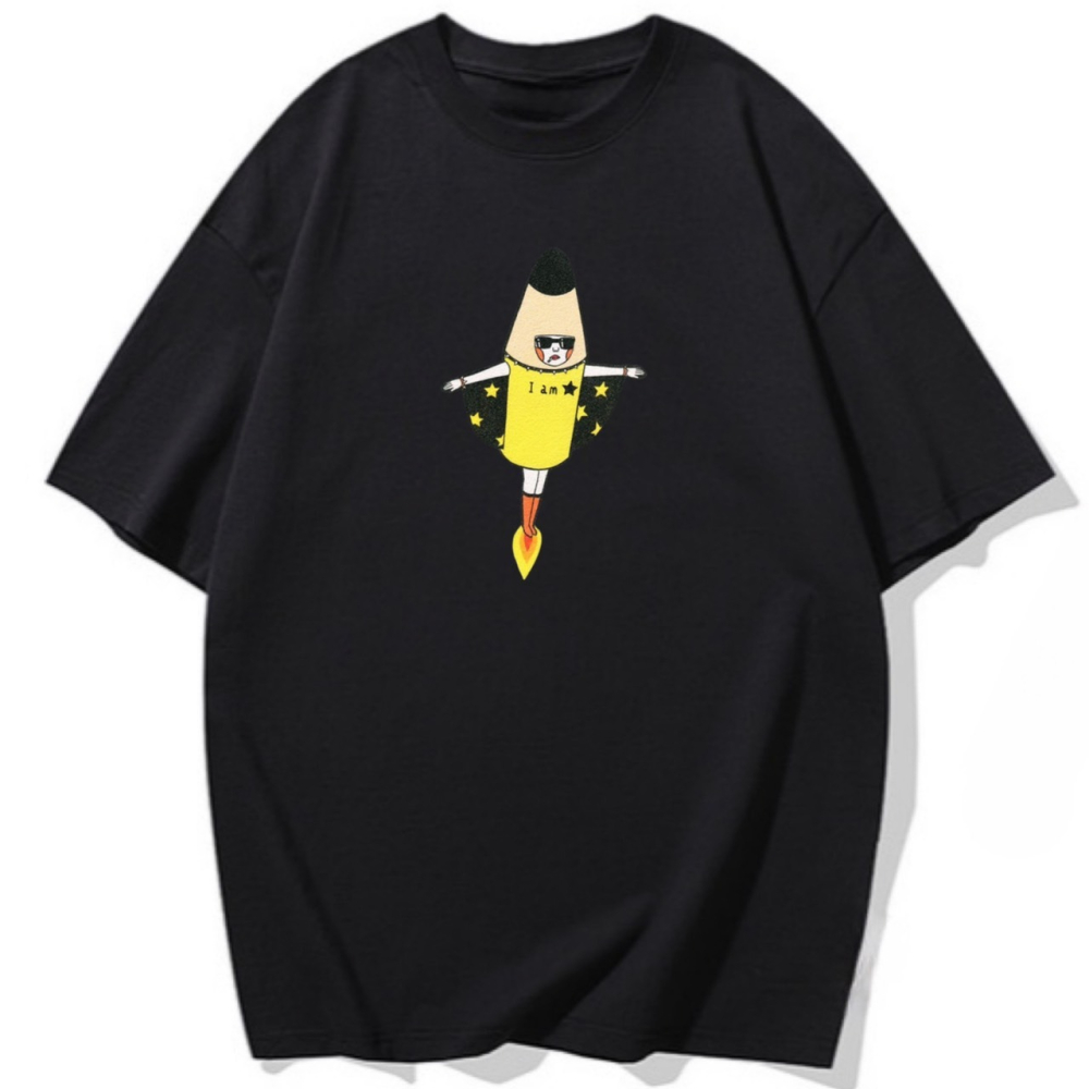 現貨秒出 韓系 I am star 火箭人 可愛印花 短袖t恤 長袖t恤 兒童短袖t恤-細節圖4