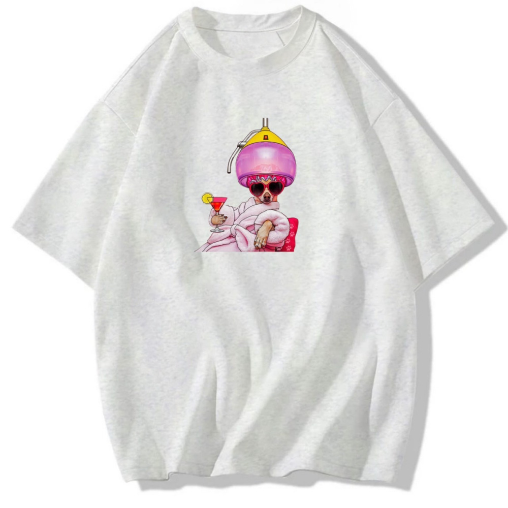 夏日必買~韓系狗狗悠閒做頭髮 短袖T恤女 長袖T恤 兒童短袖T恤 動物T-細節圖2