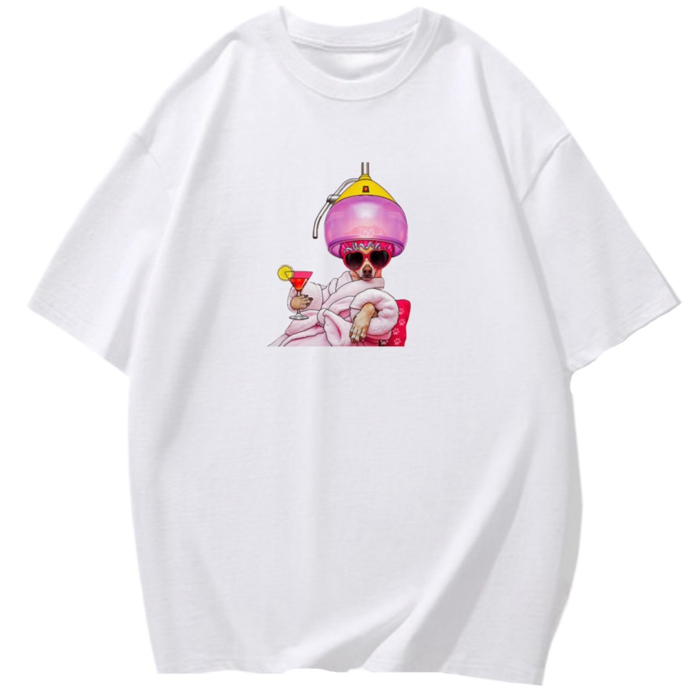 夏日必買~韓系狗狗悠閒做頭髮 短袖T恤女 長袖T恤 兒童短袖T恤 動物T-細節圖3