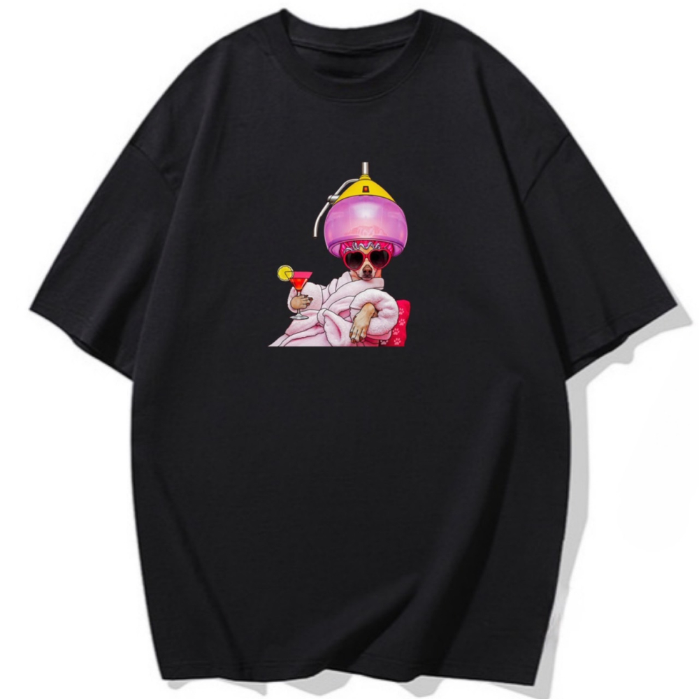 夏日必買~韓系狗狗悠閒做頭髮 短袖T恤女 長袖T恤 兒童短袖T恤 動物T-細節圖4