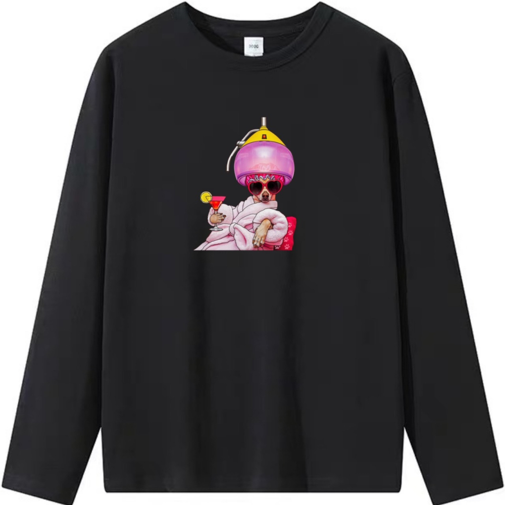 夏日必買~韓系狗狗悠閒做頭髮 短袖T恤女 長袖T恤 兒童短袖T恤 動物T-細節圖5