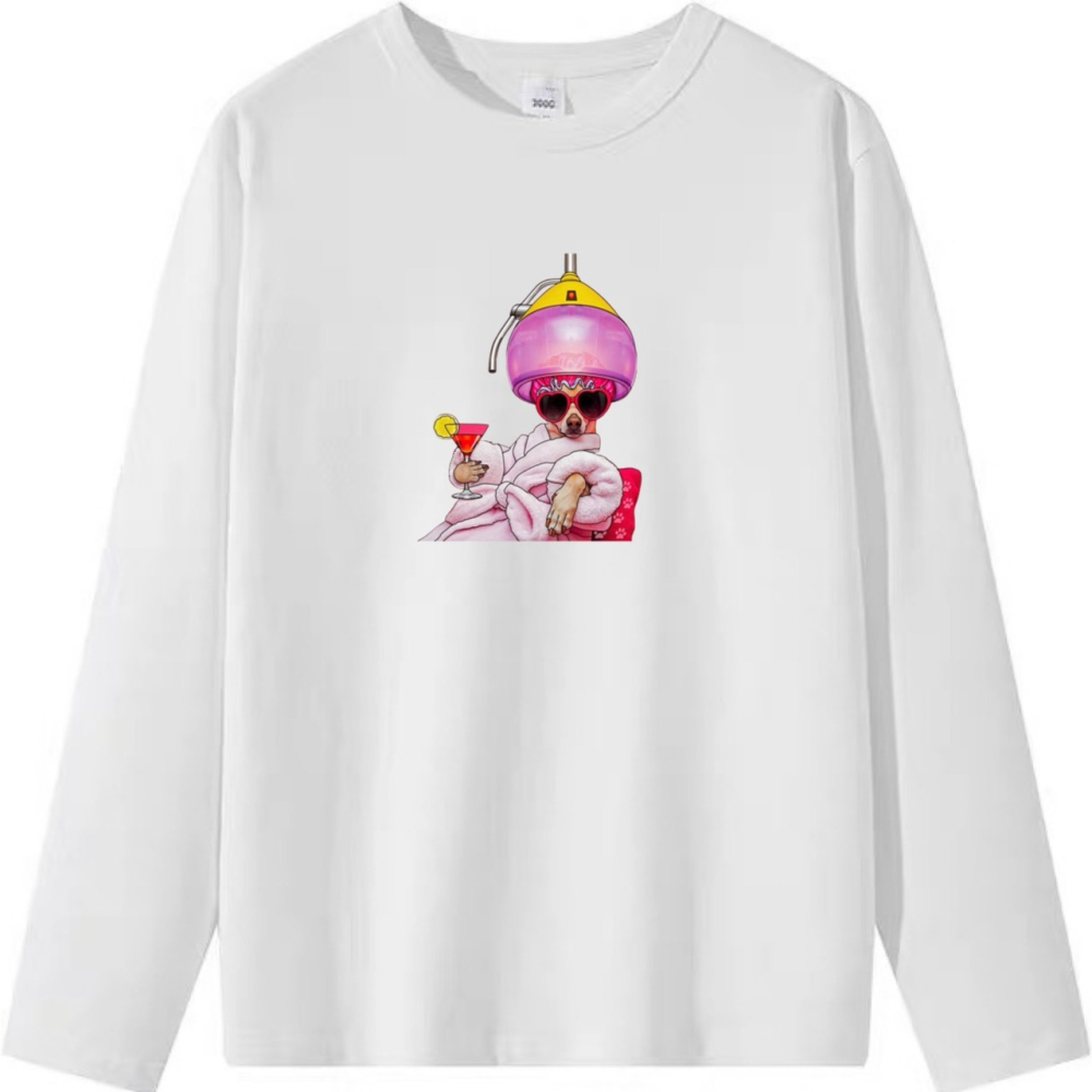 夏日必買~韓系狗狗悠閒做頭髮 短袖T恤女 長袖T恤 兒童短袖T恤 動物T-細節圖6