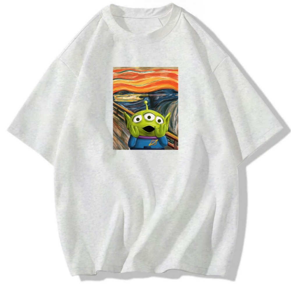 現貨秒出 外星人 3眼仔 圖畫 可愛印花 短袖T恤女 長袖T恤 兒童短袖T恤 挺版 厚款 男女同款-細節圖2