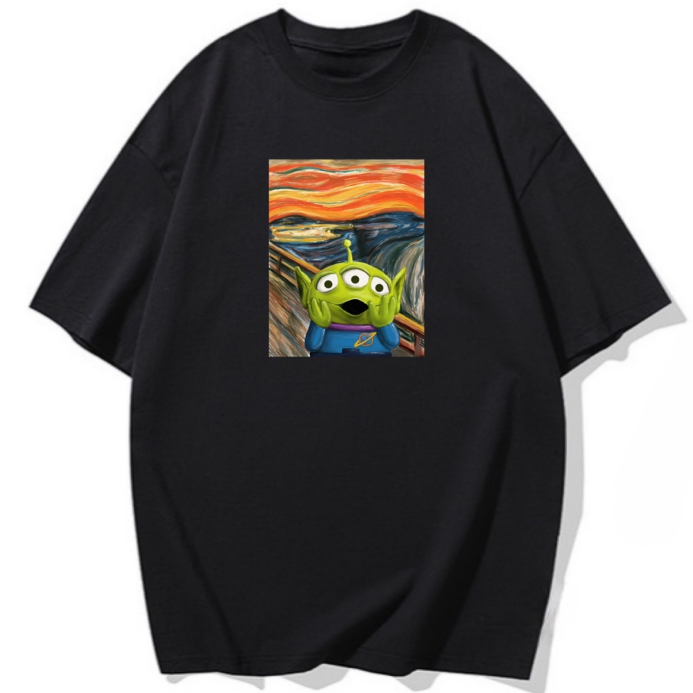 現貨秒出 外星人 3眼仔 圖畫 可愛印花 短袖T恤女 長袖T恤 兒童短袖T恤 挺版 厚款 男女同款-細節圖4