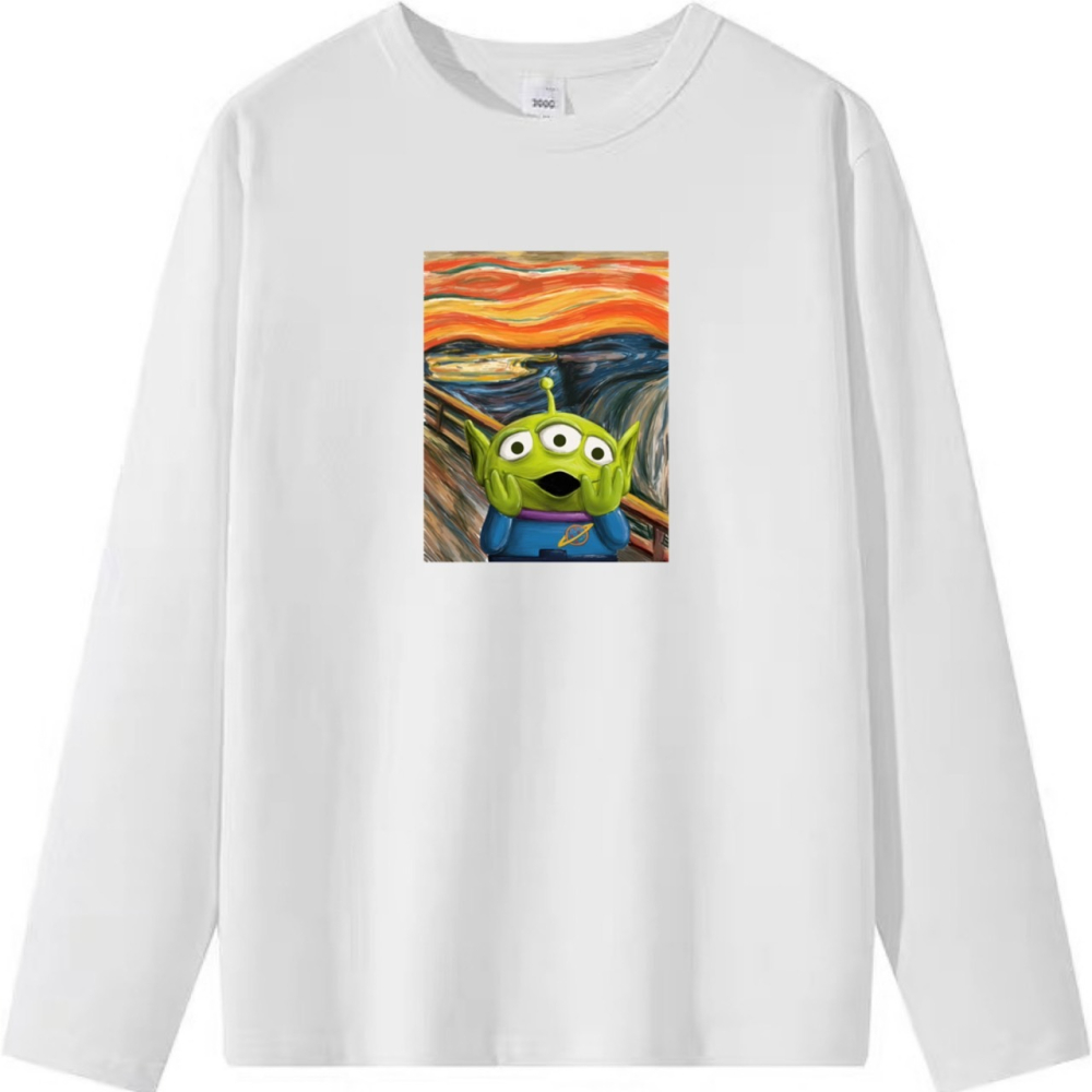 現貨秒出 外星人 3眼仔 圖畫 可愛印花 短袖T恤女 長袖T恤 兒童短袖T恤 挺版 厚款 男女同款-細節圖6