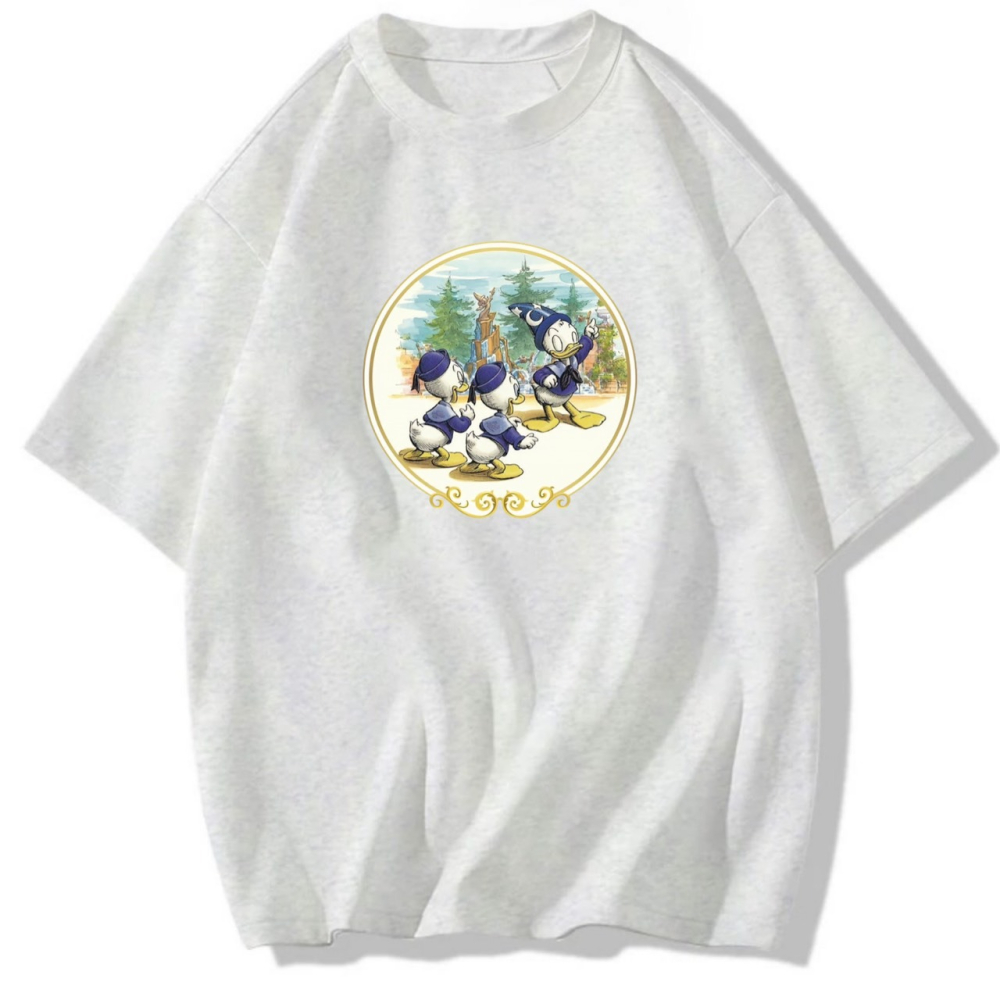 現貨秒出 小唐老鴨 重磅純棉T 卡通印花 短袖T恤女 長袖T恤 兒童T恤 可愛-細節圖2