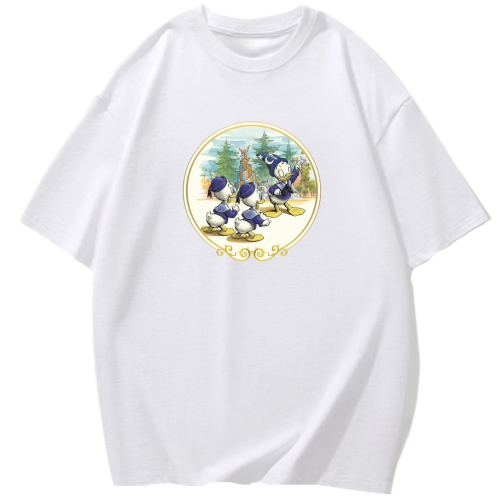 現貨秒出 小唐老鴨 重磅純棉T 卡通印花 短袖T恤女 長袖T恤 兒童T恤 可愛-細節圖3