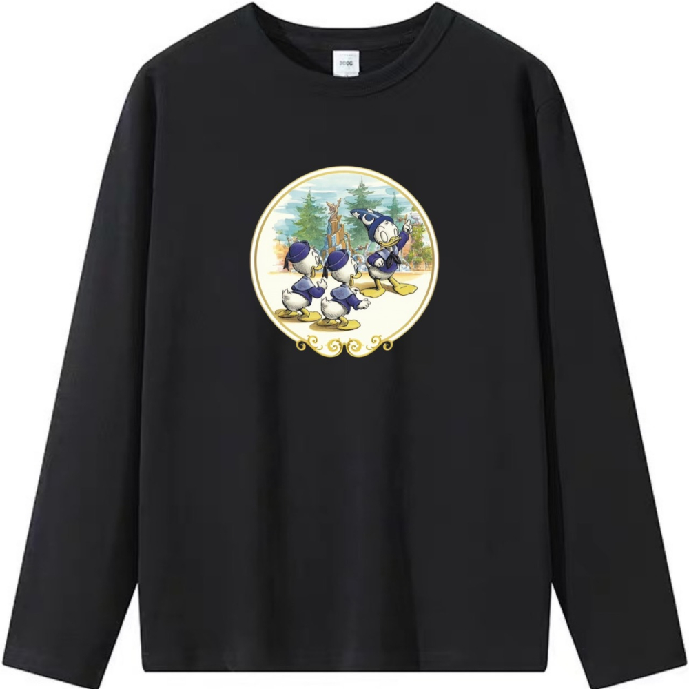 現貨秒出 小唐老鴨 重磅純棉T 卡通印花 短袖T恤女 長袖T恤 兒童T恤 可愛-細節圖5