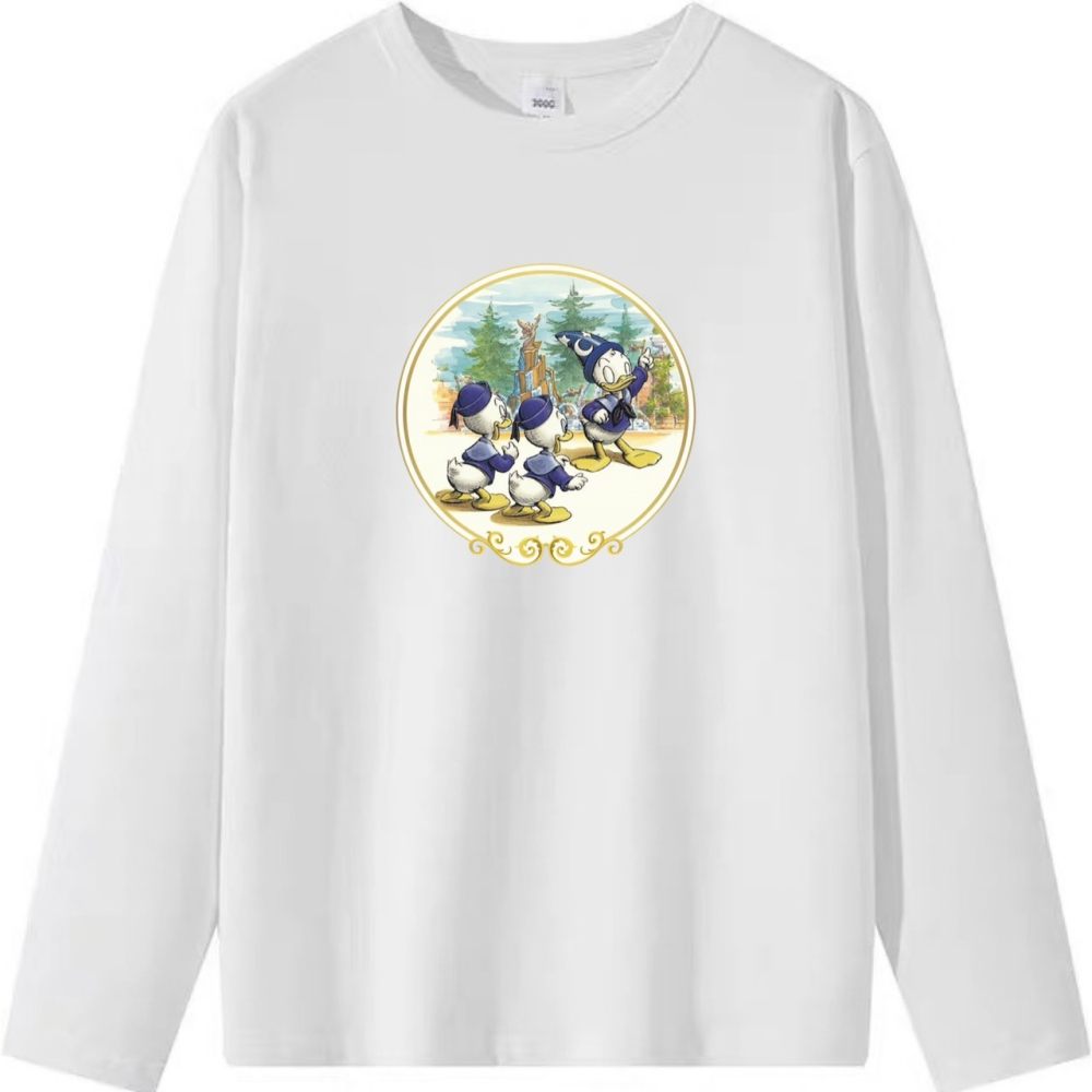 現貨秒出 小唐老鴨 重磅純棉T 卡通印花 短袖T恤女 長袖T恤 兒童T恤 可愛-細節圖6