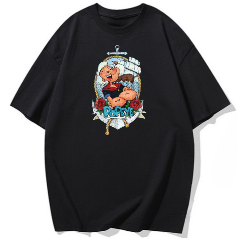 現貨秒出 POPEYE大力水手 短袖T恤 長袖T恤 兒童T 純棉T 男女同款 卡通印花-細節圖4